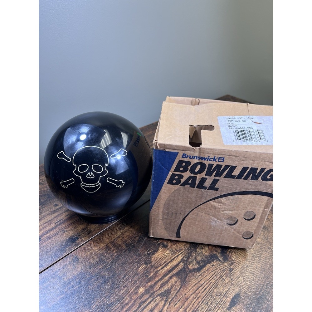 SKULL BOWLING BALL Brunswick New With Box Undrilled 13 lbs Black Rare